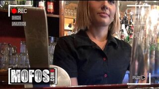 MOFOS - Kinky Blonde Barmaid Rihanna Samuel Sucks A Customer's Dick Behind The Bar