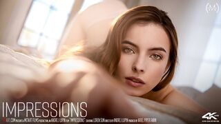 Gorgeous brunette fingerbangs her pussy to an intense orgasm
