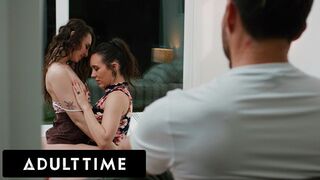 ADULT TIME - Cute Brunette Liz Jordan Scissors With Her BF's Lesbian Boss Sinn Sage To Please Him!
